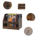 Vinyl Album Storage Box with Handle - Rustic Brown