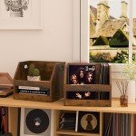Vinyl Album Storage Box with Handle - Rustic Brown