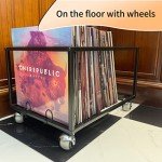 Vinyl Record Storage Holder with Wheels - 100 LPs