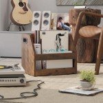 Vinyl Album Storage Box with Handle - Rustic Brown