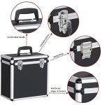 Yaheetech Aluminum Vinyl Record Storage Case, Black