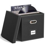 Stylish Leather Vinyl Record Storage Box - Black