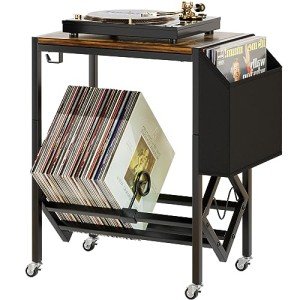 EKNITEY Vinyl Record Player Stand with Storage