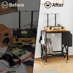 EKNITEY Vinyl Record Player Stand with Storage