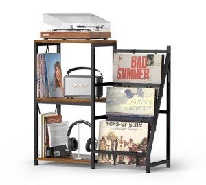 3-Tier Vinyl Record Storage End Table