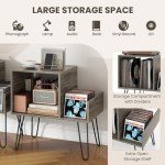 Vinyl Record Player Stand with Charging Station