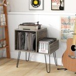 Vinyl Record Player Stand with Charging Station