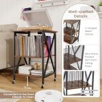 Vinyl Record Player Stand with Wheels and Dividers