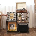Vinyl Record Player Stand with 200 Album Storage