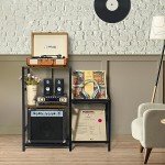 Vinyl Record Player Stand with 200 Album Storage