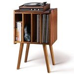Wooden LP Record Player Stand with Storage Cabinets