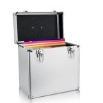 Vinyl Record Storage Case for 50 Albums (Silver)