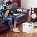 Vinyl Record Storage Case for 50 Albums (Silver)