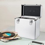 Vinyl Record Storage Case for 50 Albums (Silver)