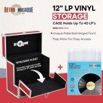 Retro Vinyl Record Storage Box for 40 LPs