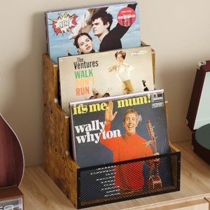 3-Tier Vinyl Record Storage Crate in Rustic Style