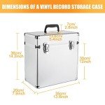 Vinyl Record Storage Case for 50 Albums (Silver)