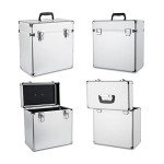 Vinyl Record Storage Case for 50 Albums (Silver)