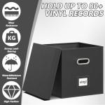 Stylish Leather Vinyl Record Storage Box - Black