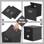 Stylish Leather Vinyl Record Storage Box - Black