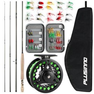 PLUSINNO 4-Piece Lightweight Fly Rod and Reel Combo
