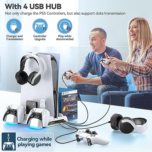 PS5 Stand with Cooling, Charging, 12 Slots & Holder