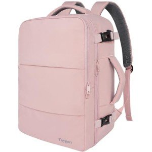 Pink Travel Backpack with USB Port & Shoe Pouch