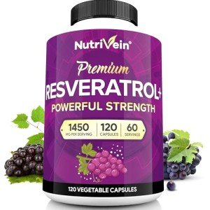 Nutrivein 1450mg Resveratrol Antioxidant Capsules - 120 Count