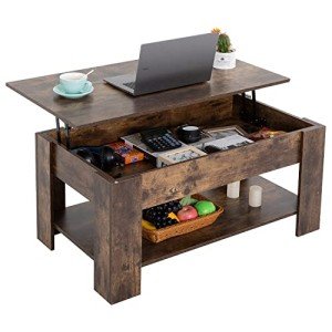 Lift Top Coffee Table with Hidden Storage - Brown