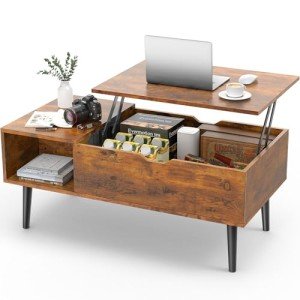 Lift Top Coffee Table with Hidden Storage Brown