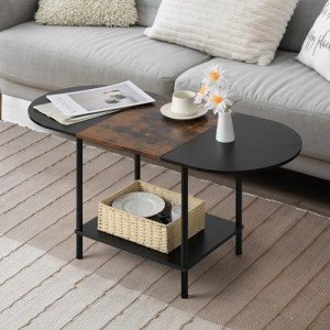 Small Oval Coffee Table with Storage Shelf