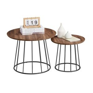 Modern Round Coffee Table Set - 2 Pieces