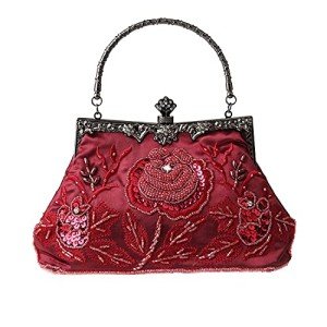 Vintage Floral Beaded Evening Clutch Bag