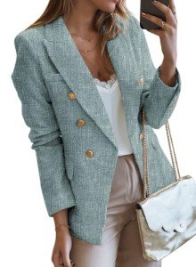 Stylish Blue Tweed Blazer for Women