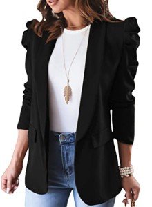 KIRUNDO Women’s Casual Blazer with Puff Sleeves