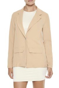 Tan Boxy Notched Lapel Blazer for Women
