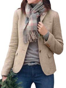 Chic Women's Long Sleeve Casual Blazer - Khaki