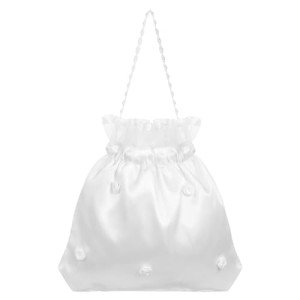 White Satin Bridal Money Bag with Pearl Accent