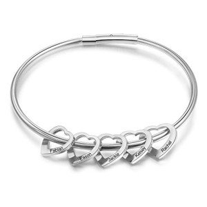 Personalized Heart Bracelet for Women with Names