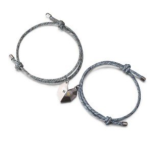 Couples Personalized Initial Bracelets - Heart Design