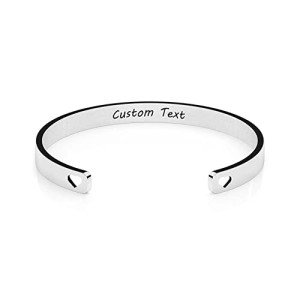 Personalized Heart Engraved Cuff Bracelet for Her