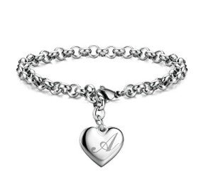 Personalized Stainless Steel Alphabet Charm Bracelet