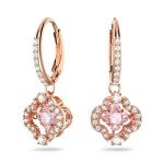 Rose-Gold Pink Stone & Clear Crystal Earrings