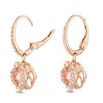 Rose-Gold Pink Stone & Clear Crystal Earrings