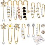 17-Piece Pearl Brooch Pin Set with Storage Box