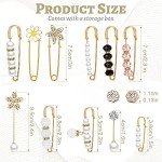 17-Piece Pearl Brooch Pin Set with Storage Box