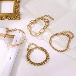 Dainty 14K Gold Plated Layered Bracelets Set