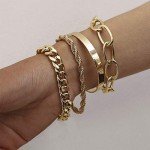 Dainty 14K Gold Plated Layered Bracelets Set