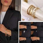 Dainty 14K Gold Plated Layered Bracelets Set