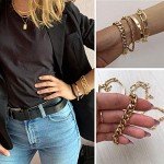 Dainty 14K Gold Plated Layered Bracelets Set
